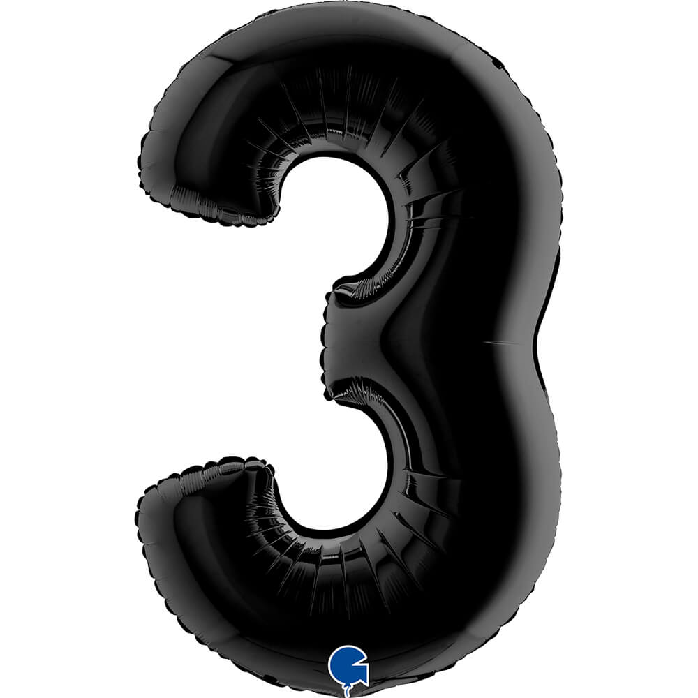 Ballon chiffre noir mat - 40" - Gonflage Hélium en boutique