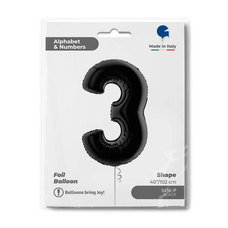Ballon chiffre noir mat - 40" - Gonflage Hélium en boutique