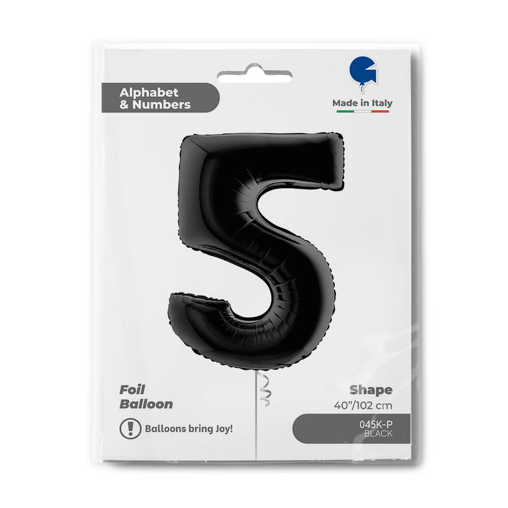 Ballon chiffre noir mat - 40" - Gonflage Hélium en boutique