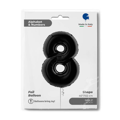 Ballon chiffre noir mat - 40" - Gonflage Hélium en boutique