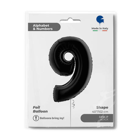 Ballon chiffre noir mat - 40" - Gonflage Hélium en boutique