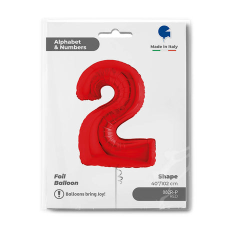 Ballon chiffre - rouge - 40" - Gonflage Hélium en boutique