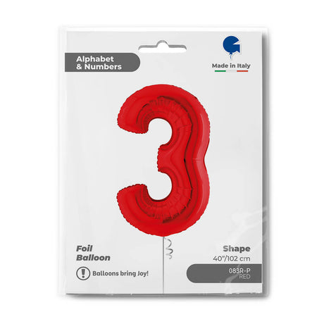Ballon chiffre - rouge - 40" - Gonflage Hélium en boutique