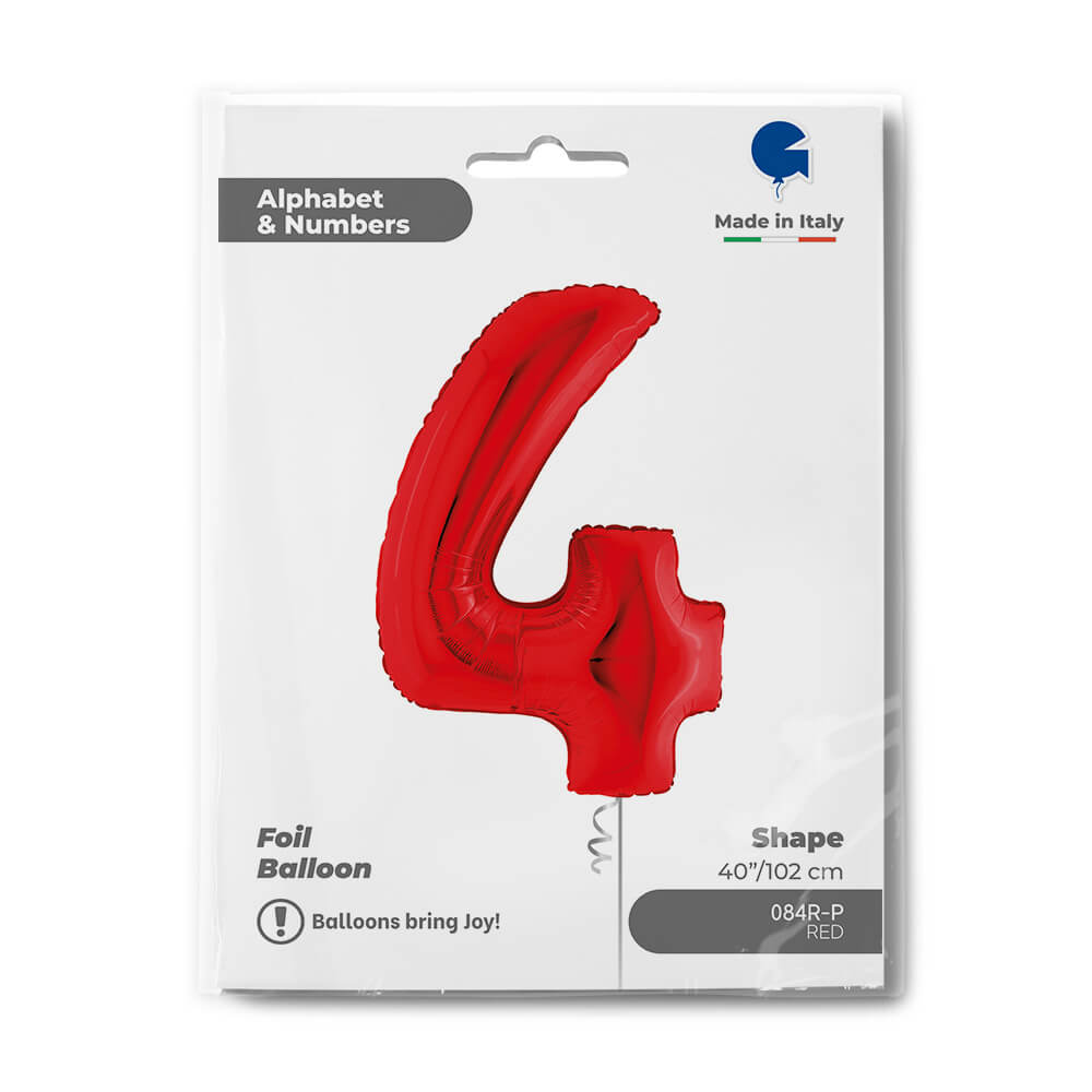 Ballon chiffre - rouge - 40" - Gonflage Hélium en boutique