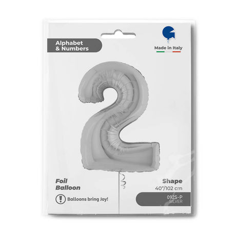 Ballon chiffre - Argent - 40" - Gonflage Hélium en boutique