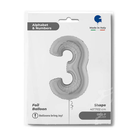 Ballon chiffre - Argent - 40" - Gonflage Hélium en boutique