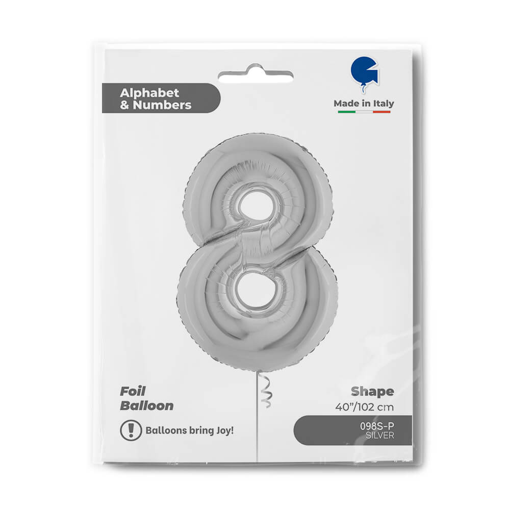 Ballon chiffre - Argent - 40" - Gonflage Hélium en boutique