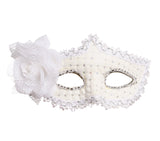Masque loup blanc avec fleur - polyester - carnaval