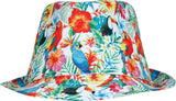 Multicolored tropical bucket hat in polyester - adult
