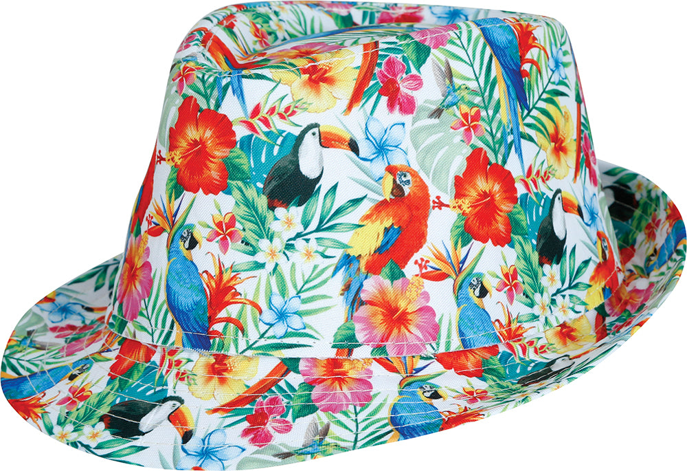 Multicolored tropical bucket hat in polyester - adult