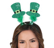 Green felt and PVC St. Patrick's Day top hat tiara accessory for unisex adults, festive party headband.
