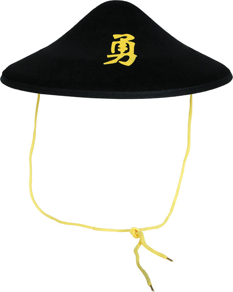 Chapeau chinois en feutre - Jaune ou noir - Adulte