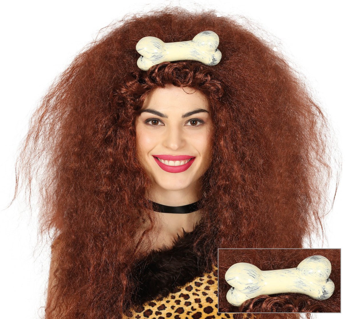 Beige PVC bone hair clip accessory for women, 13cm, ideal for cavewoman or voodoo costume headpieces.