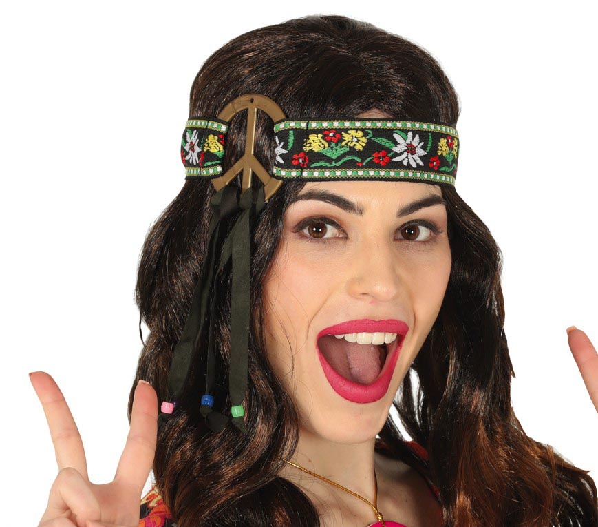 Multicolored hippie headband - polyester - adult