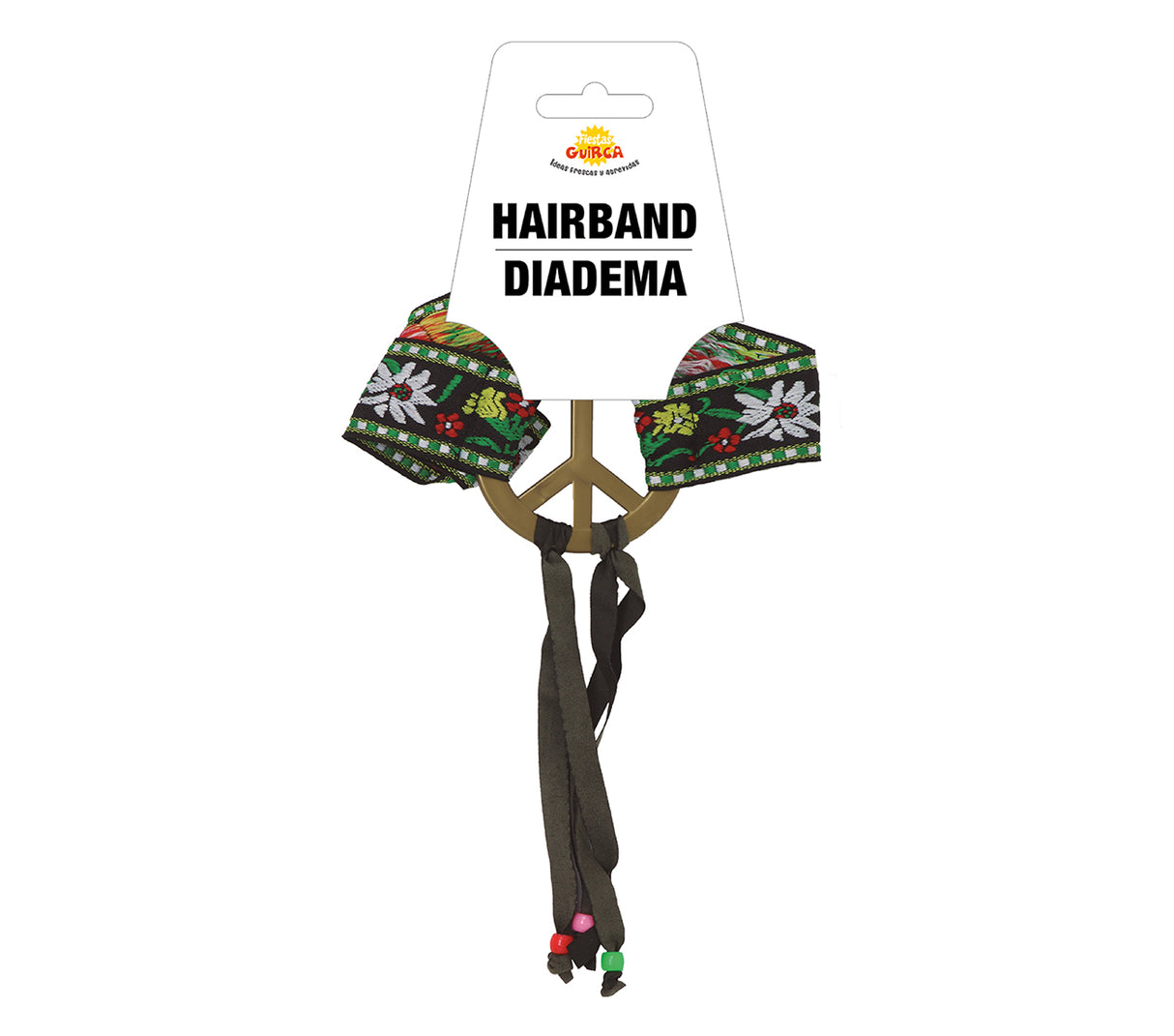 Multicolored hippie headband - polyester - adult