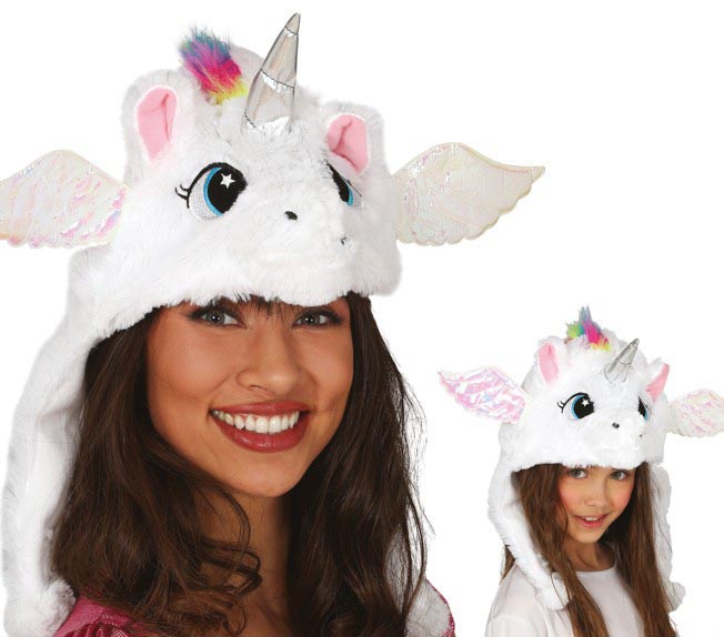 Bonnet licorne blanc en polyester - Festif