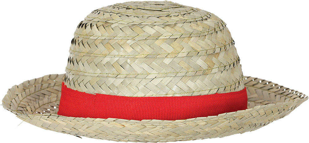 Adult straw hat with red ribbon - festive