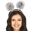 Silver garland headband for adults made of PVC, festive accessory ideal for New Year and birthday celebrations.