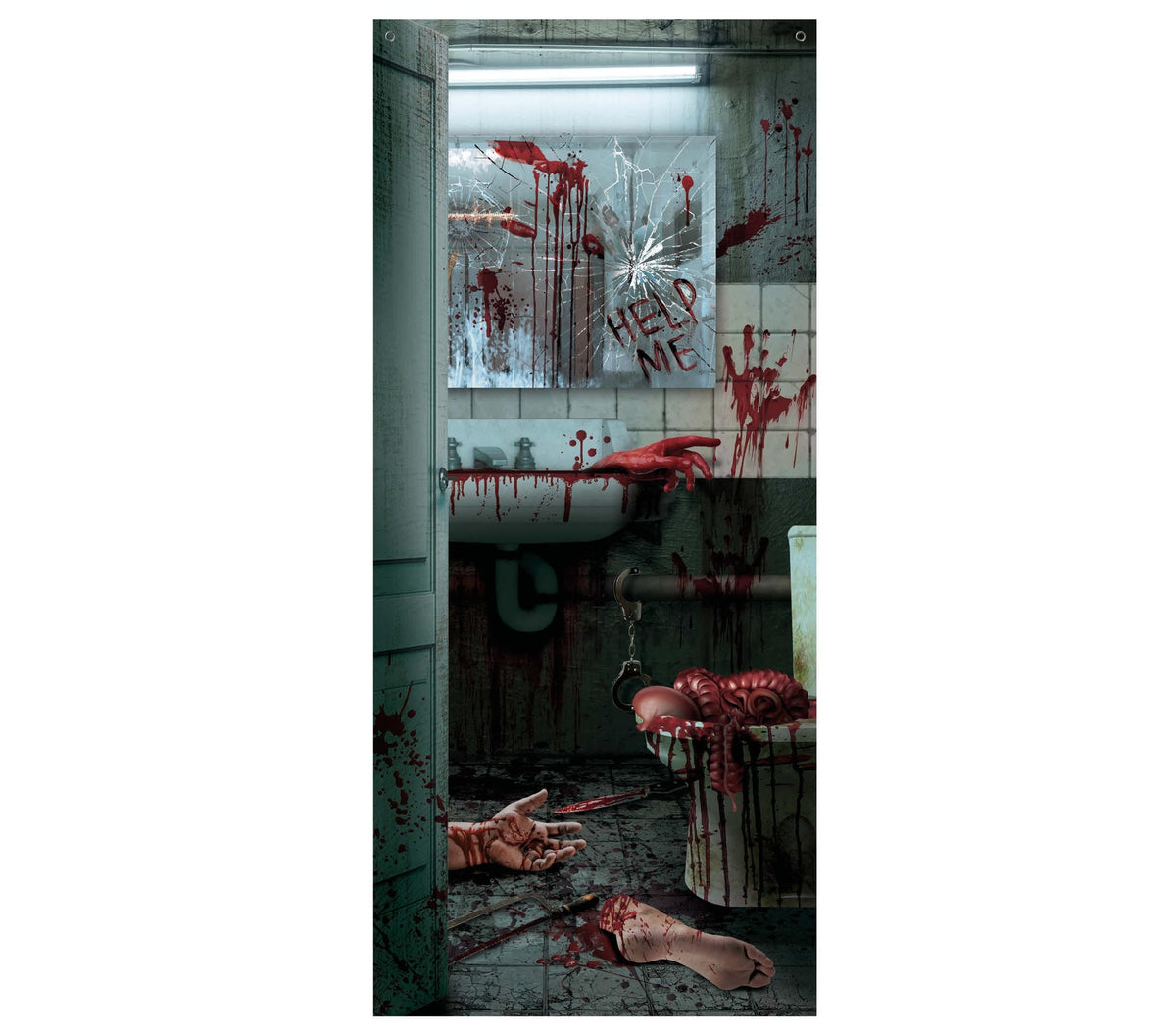 Bloody grey polyester toilet door decoration 80x180 cm