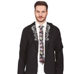 Mexican skull tie - black and white - polyester