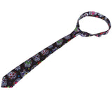 Mexican skull tie - black and white - polyester