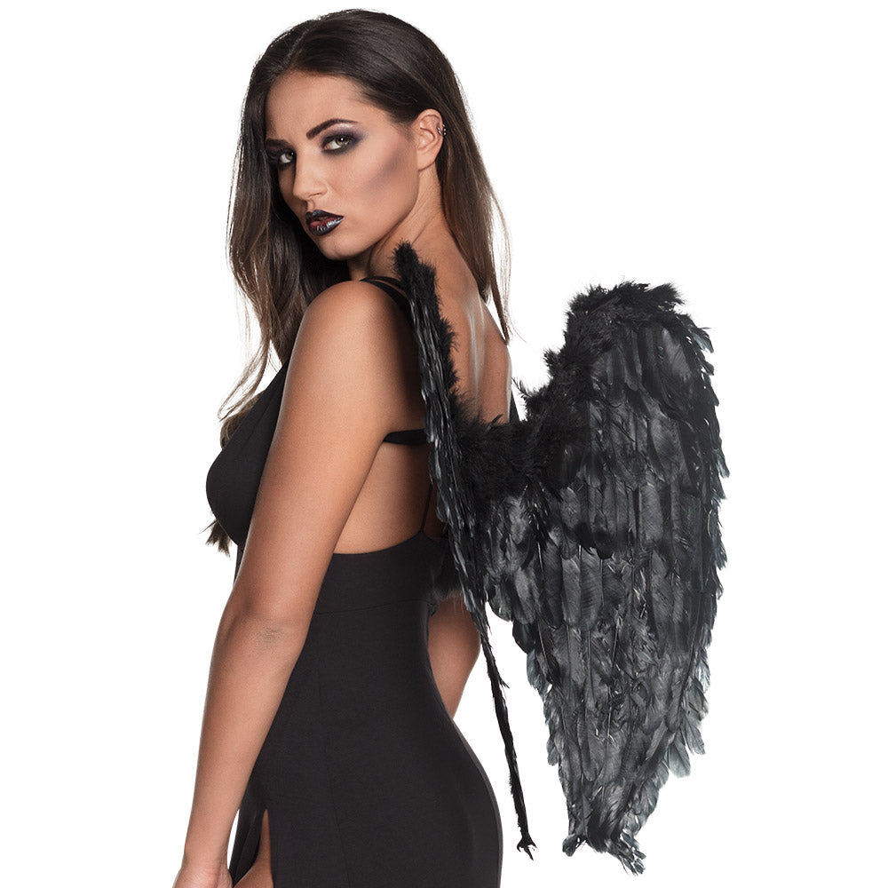 Black folded angel wings for Halloween