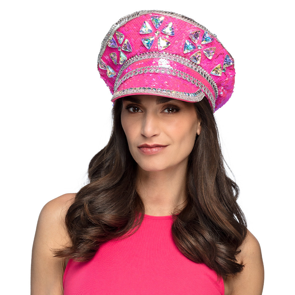 Pink sequined party cap