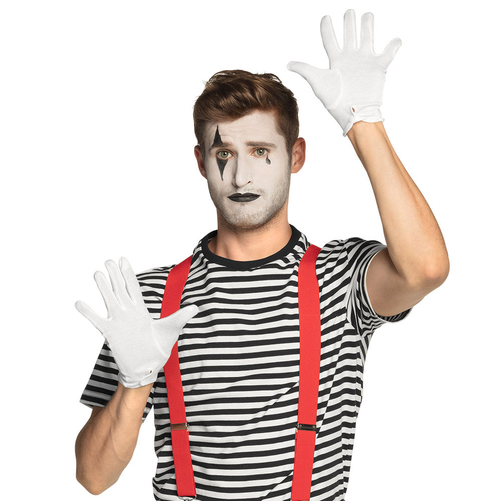 Festive short white gloves with snap button