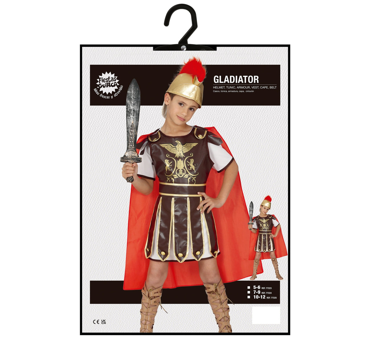 Déguisement gladiateur enfant brun et rouge