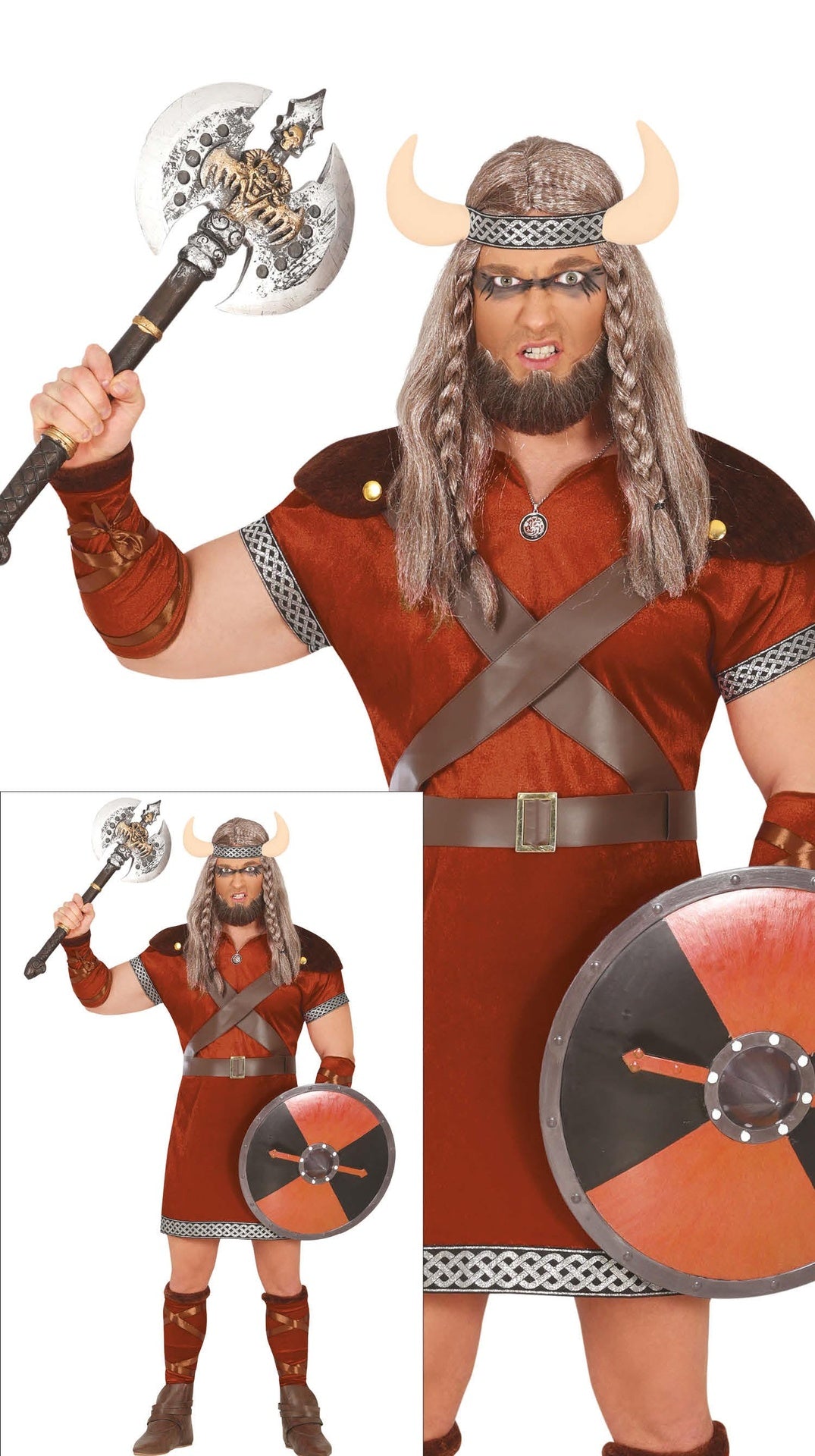 Adult brown Viking costume in polyester