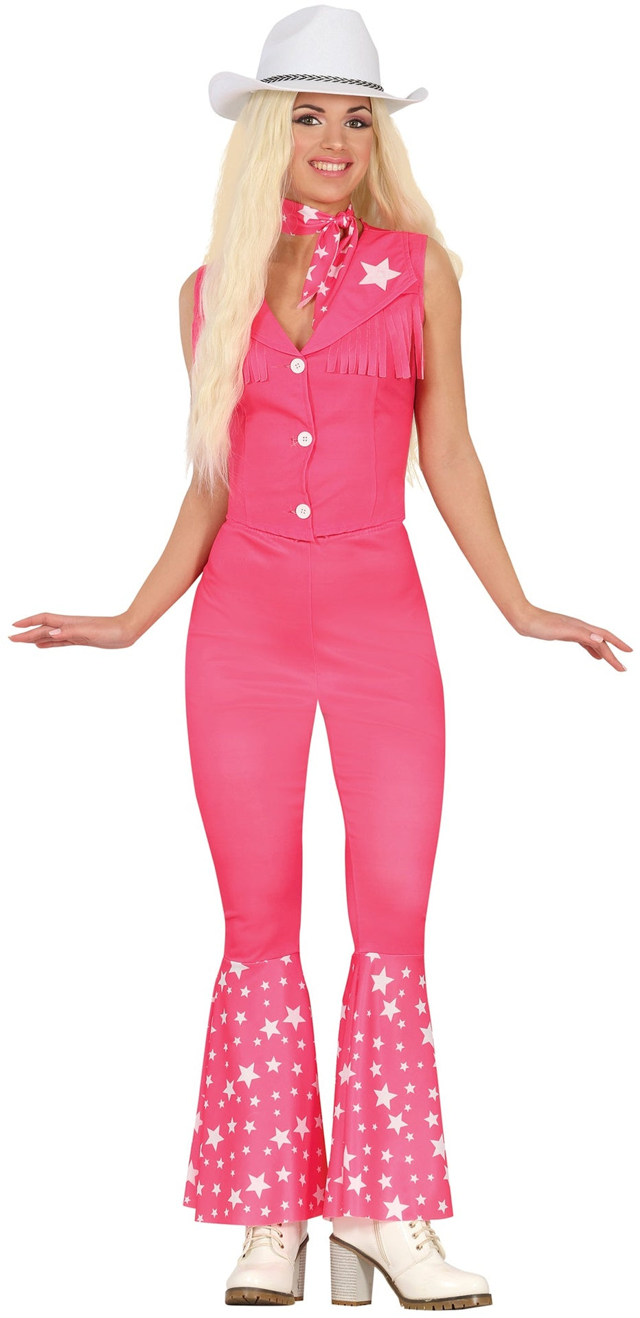 Adult pink cowgirl costume, polyester, size M