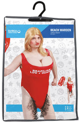 Men's Lifeguard Costume - Red and Straw - Size L