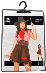 Adult brown and red cowgirl costume, size L