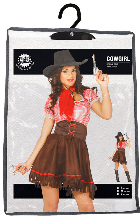 Déguisement cowgirl adulte brun et rouge taille L