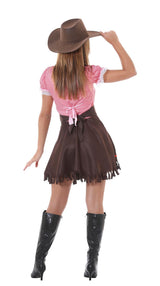 Adult brown and red cowgirl costume, size L