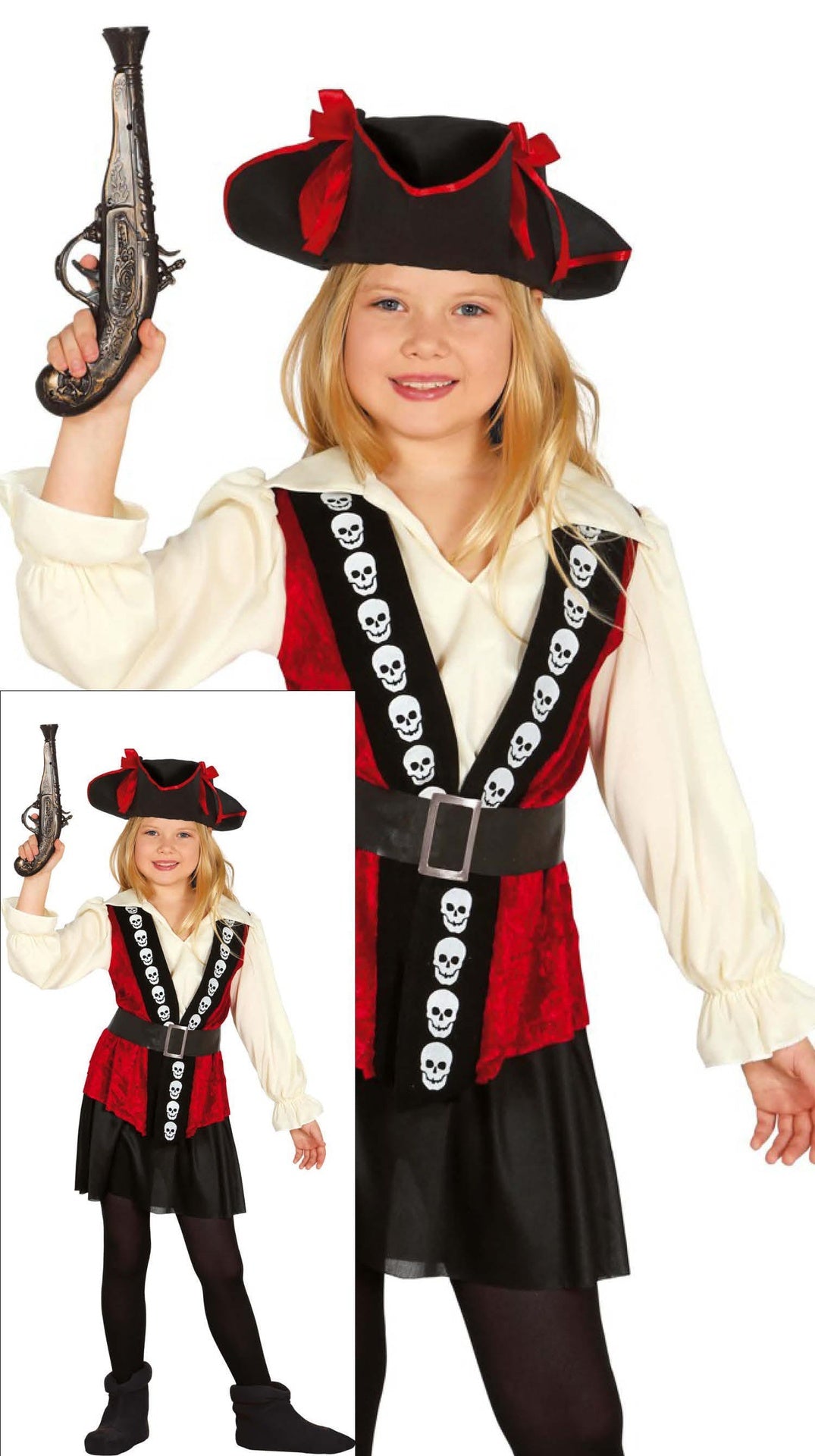 Déguisement pirate enfant bordeaux et noir