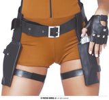 Abenteurerin-Kostüm für Damen - Patronengürtel, Gürtel und Overall