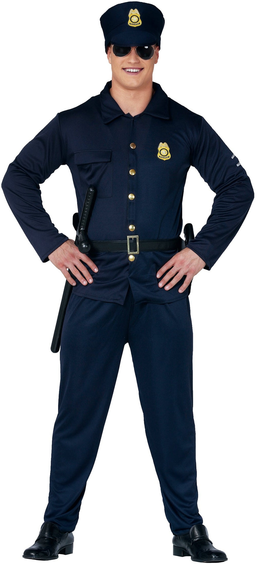 Men's Police Costume - Shirt, Belt, Hat, and Trousers