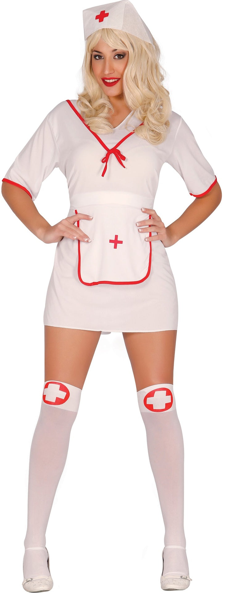 Krankenschwester Kostüm für Damen - Haube, Schürze und Kleid