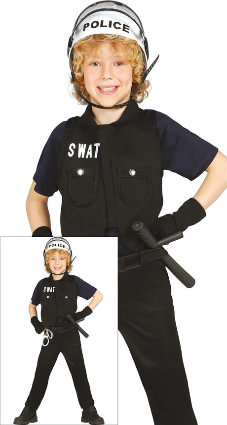 Déguisement Policier SWAT Garçon - Chemise, Gilet et Pantalo