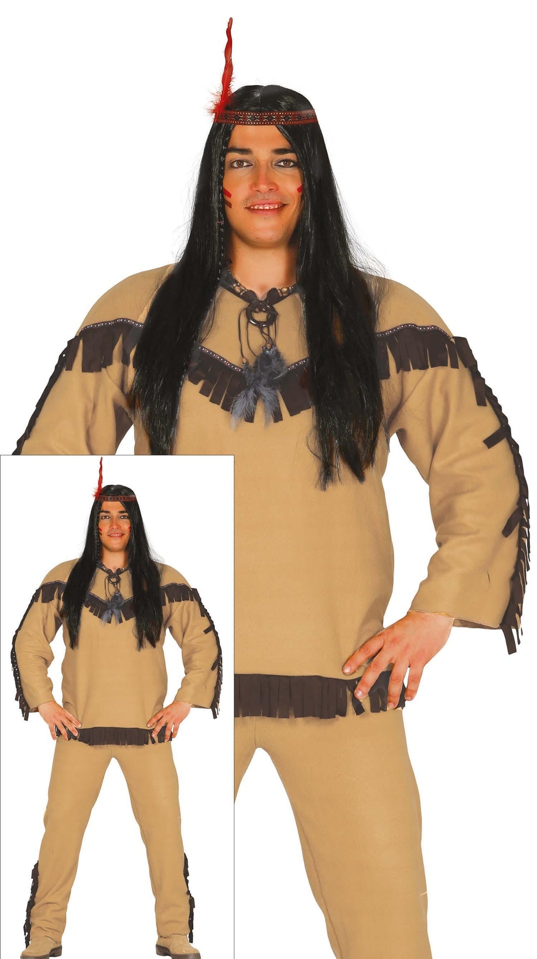 Indianer Kostüm Herren - Hemd, Stirnband und Hose