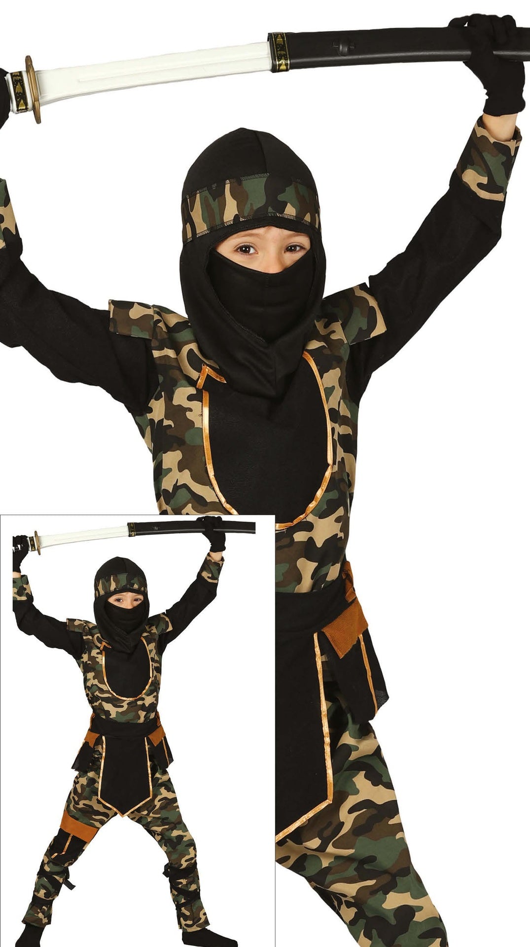 Déguisement Ninja Commando Garçon - Capuche, Tunique et Pant