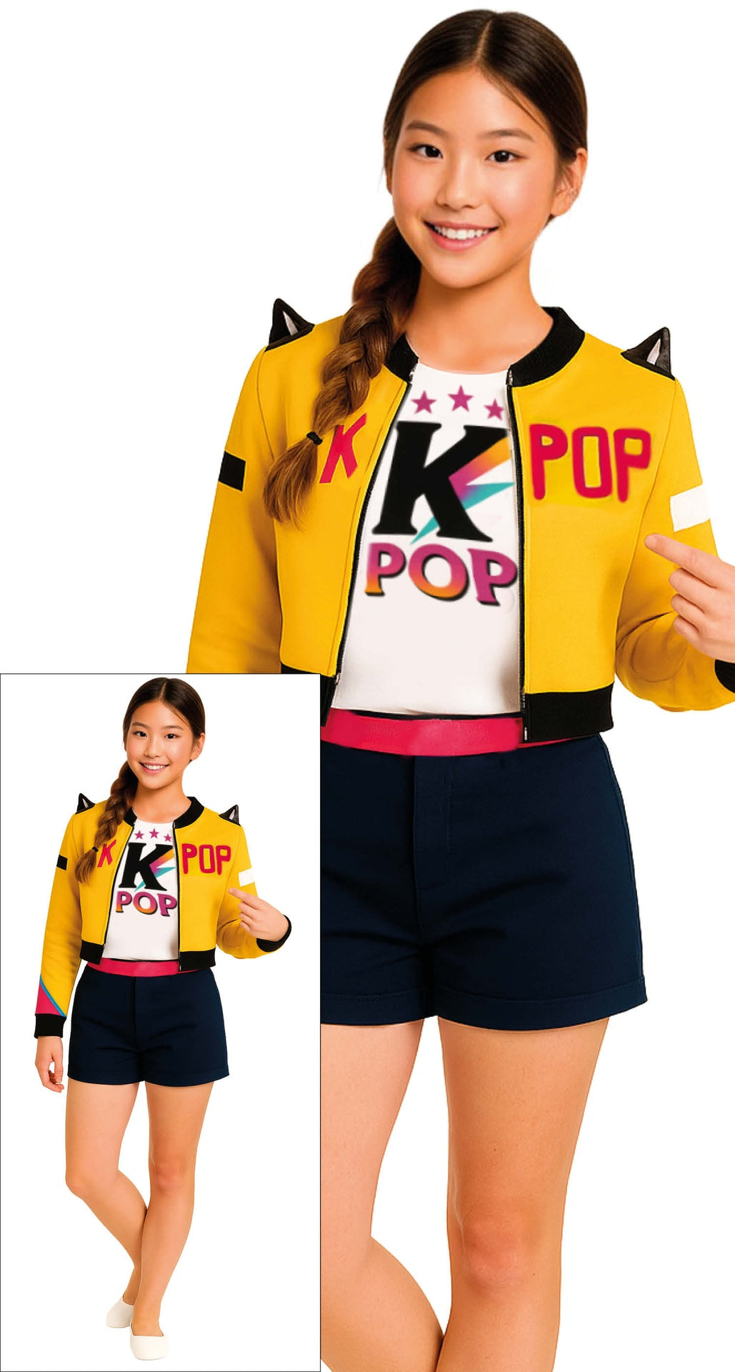 Déguisement K-Pop Star Fille - T-shirt, Veste et Jupe