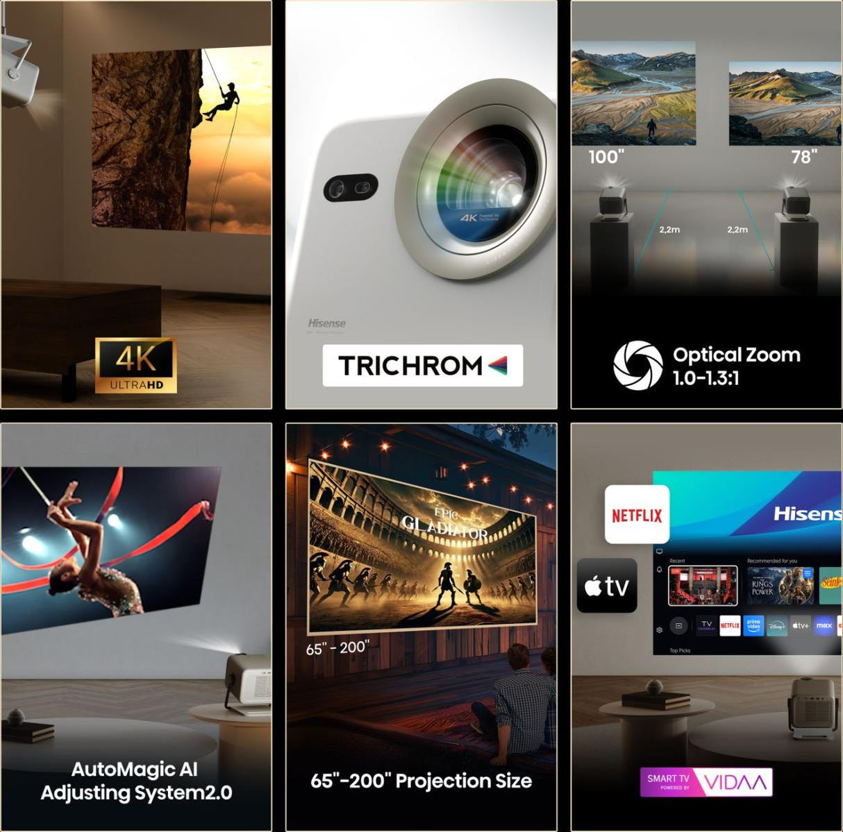 4K Hisense M2 Pro Laser Projector Rental - Cinema & Gaming (Up to 200 inches)