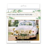 Hochzeitsauto-Deko-Set – LOVE-Girlande und goldene Ballons