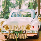 Hochzeitsauto-Deko-Set – LOVE-Girlande und goldene Ballons