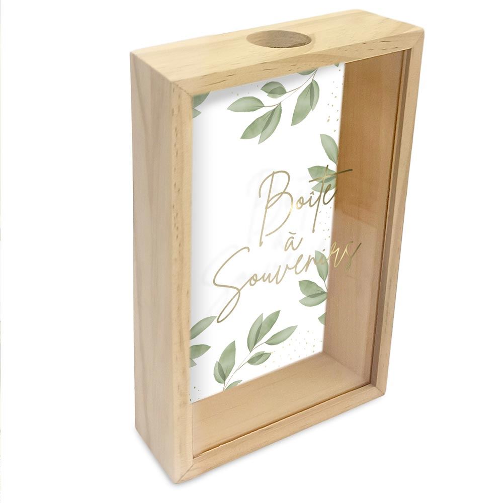 Boîte à Souvenirs Mariage en Bois Vitrée - 20 x 20 cm