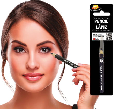 Black eye contour crayon for Halloween makeup, 8.5 cm, ideal for creating dramatic eye looks and costume effects.