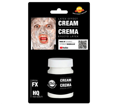 White latex effect cream 30ml for Halloween zombie makeup, ideal special effects accessory for realistic costume looks.