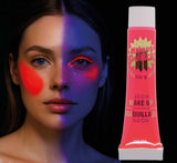 Fluorescent red makeup tube 10ml for Halloween face painting and costume accessories.